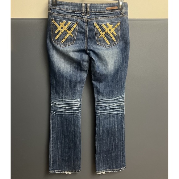 Almost Famous Denim - Almost Famous Distressed Bootcut Jean's Women's Size 7 With‎ Brown Stitches